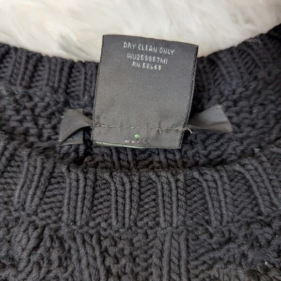 Miss Wu Mixed Knit Sweater Black & Ivory Houndstooth Cable Knit Size XL - Picture 5 of 12